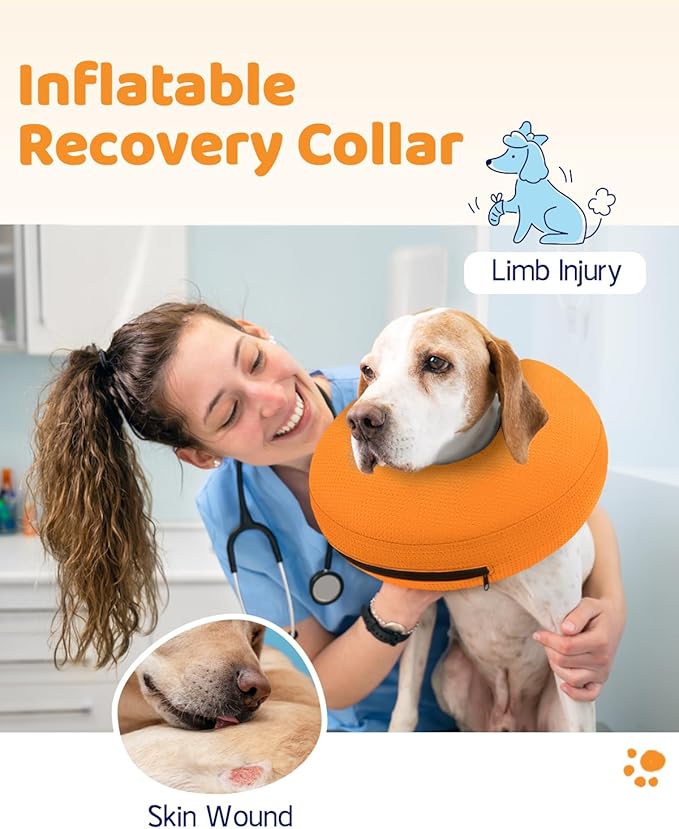 Supet Inflatable Dog Cone Collar for After Surgery Donut, Soft Dog Cones for Small Medium Large Dogs Pets, E Collar Pet Neck Donut Collar Alternative After Surgery