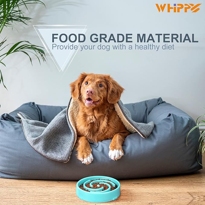 WHIPPY Slow Feeder Bowl for Small Medium Dog Fun Maze Feeder Dog Food Water Bowl Anti-Slip Puzzle Bowl No Chocking Healthy Interactive Bloat Stop Dog Bowl Dish,Medium,Blue