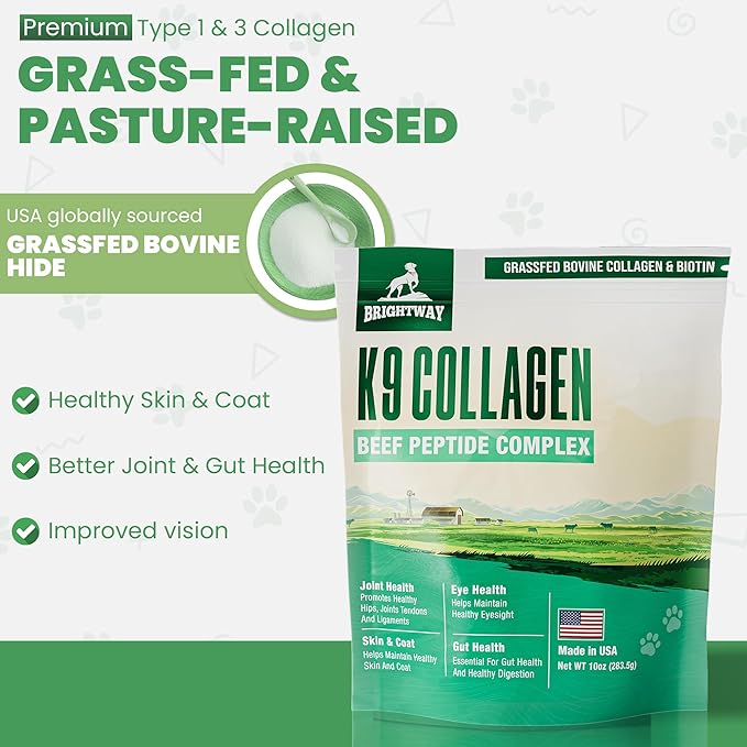 K9 Collagen PEPTIDE Complex W/BIOTIN - Hip & Joint Supplement for Dogs- Supports Healthy Joints, Skin & Coat – Helps in Recovery & Repair– 3+ Months Supply - Over 114 Servings!
