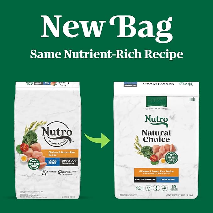 Nutro Natural Choice Adult Large Breed Dry Dog Food, Chicken and Brown Rice Recipe, 36 lbs.