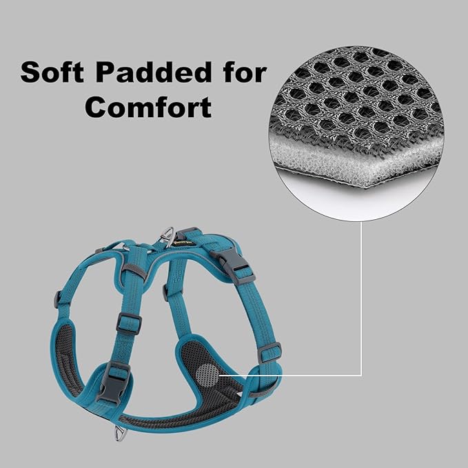 Plutus Pet No Pull Dog Harness, Release at Neck, Soft Padded, Reflective Adjustable Dog Vest Harness for Small, Medium, Large Dogs(Light Blue, XL)