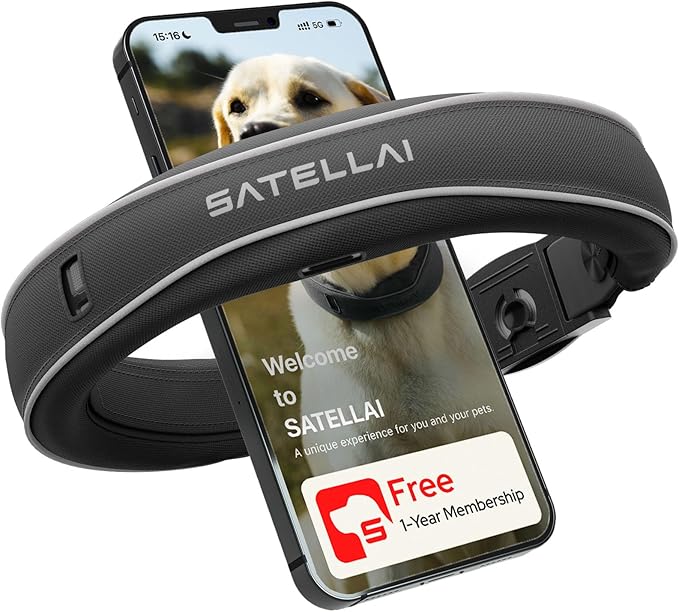 SATELLAI GPS Dog Collar, Gray [Free 1-Year Membership] The Most Advanced Dog Wireless Fences with AI Analysis, Precise Position, 5-Day Battery, and IP68 Waterproof, Flexible Virtual Fencing for Dogs