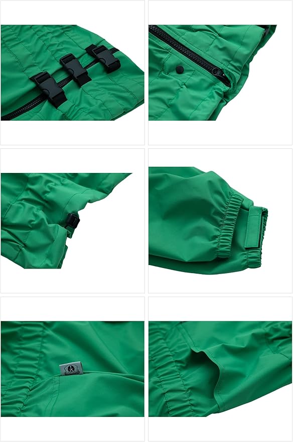 Dogs Waterproof Jacket, Lightweight Waterproof Jacket Reflective Safety Dog Raincoat Windproof Snow-Proof Dog Vest for Small Medium Large Dogs Green XL