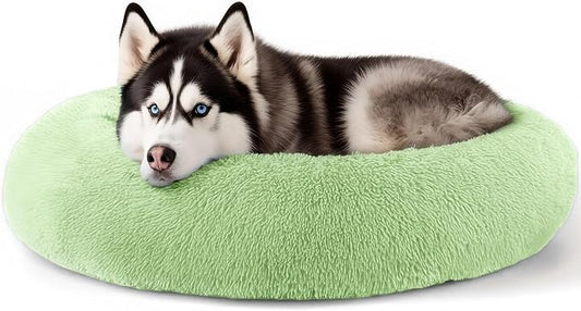 Extra Large Dog Beds, 36 Inch Human Dog Anxiety Relief Squishmallow Comfort Bed, Indestructible & Chew Proof Pet Beds (Green)