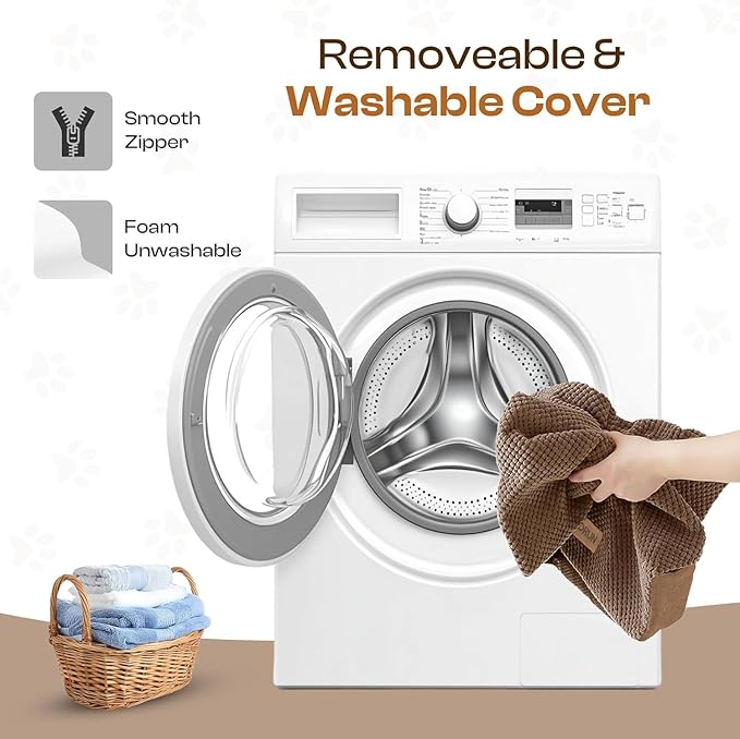 Replacement Cover for Miorun 5-Step Dog Stairs (Cover Only), Machine Washable, Anti-Slip, Fits Curved Dog Ramp for High Bed Up to 26", Coffee