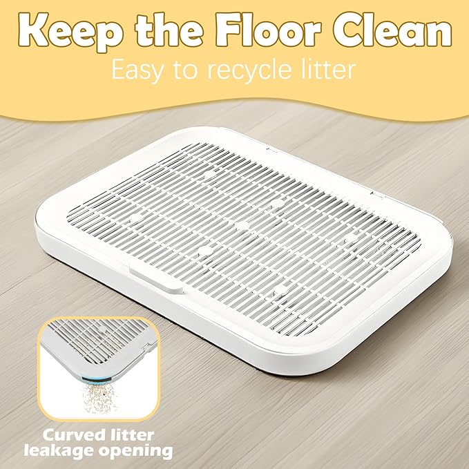 Elevated Cat Litter Mat Litter Box Mat with a Flip-top Lid,Double-Layer Kitty Trapping Mats for Floor,Cat Trapping Pad with Non-Slip Base,Durable,Waterproof,Washable,Easy to Clean (Grey)