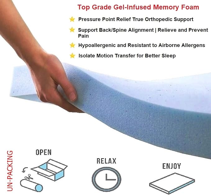 Dogbed4less Extra Large Gel-Infused Memory Foam Dog Bed, Orthopedic Ultra Plush Human Grade Mattress, Thick Waterproof Lining and Heavy Duty Blue Denim Cover, Fit XL 48"X30" Crate