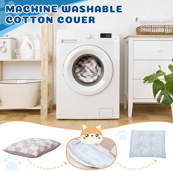 Medium Dog Bed with Removable Washable Cover for Small Dogs Deluxe Plush Dog Crate Beds Comfy Kennel Pad Waterproof Lining and Blue Gel Memory Foam Memory Foam（Brown 30 * 20 * 4in）