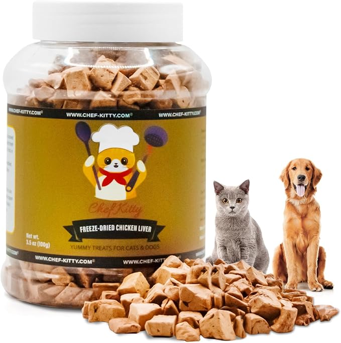 Freeze-Dried Chicken Liver Treats for Cats & Dogs – 100% Human Grade, Single Ingredient, High-Protein, Healthy Snack – No Additives or Preservatives – 3.1oz - Inspected & Tested in USA