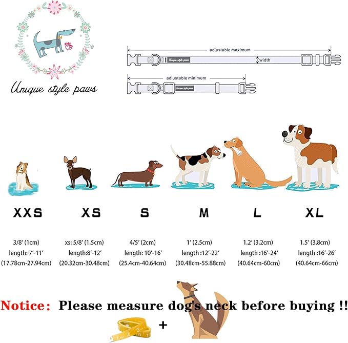 Unique style paws Dog Collar with Tie Adjustable Pink Bowtie Puppy Collars for Small Medium Large Dogs and Cats-M