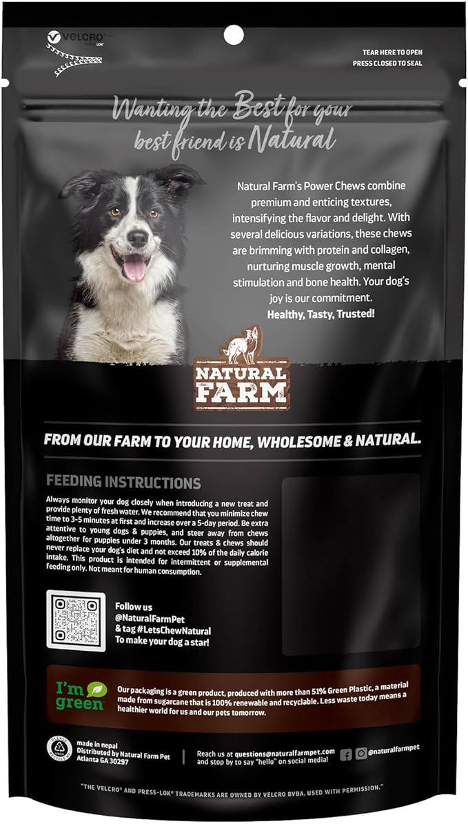 Natural Farm Braided Power Bully Sticks Dog Chews (12”, 5-Pack), 2-in-1 Power Chews: Premium Beef Cheek Wrapped in Beef Pizzle, Braided Together for a Very Long Lasting Chew, Great for Large Dogs