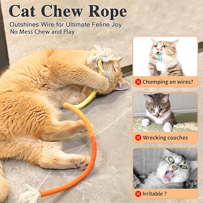 Retro Shaw Cat Toys Chew Rope, 3Pcs Catnip Kitten Toys for Indoor Cats Kitty, Safe Kitten Teething Chew Toy Cat Nip Kicker String for All Breeds 23.6 Inches
