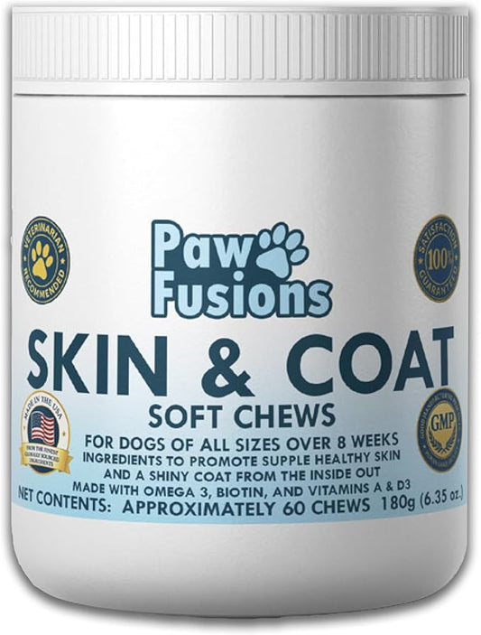 Skin and Coat Soft Chews for Dogs 60 Count - Supports Healthy Skin and a Lustrous Coat FromThe Inside