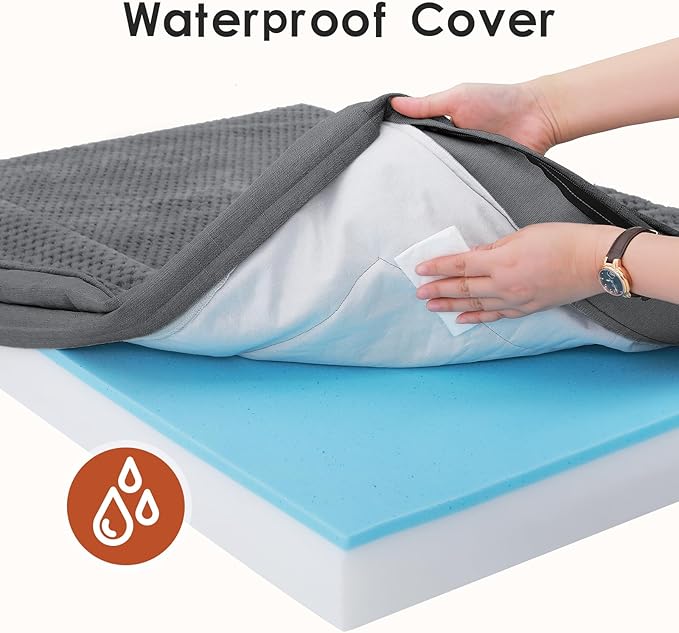 Orthopedic Dog Beds Large Sized Dog, Memory Foam Pet Bed for Large Dogs, Washable Removable Cover, Nonskid Bottom, Waterproof, 41x27x6 Inches, Dark Grey