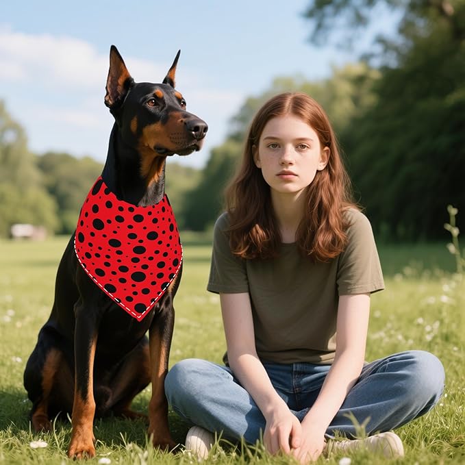 7 PCS Polka Dot Dog Bandanas for Large Dogs Breed Sewing Hemming Dog Bandana Print One Side XL Drool Bibs Party Grooming L