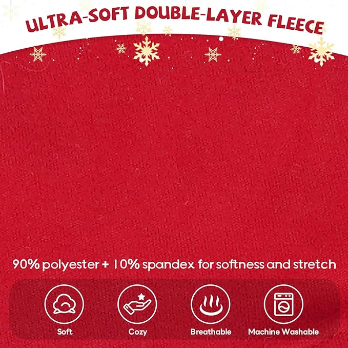 DENTRUN Dog Winter Hat with Scarf & Pom Pom - Adjustable Fleece Hood for Small Dogs, Christmas Costume, Red (S:8-10" Head Girth)