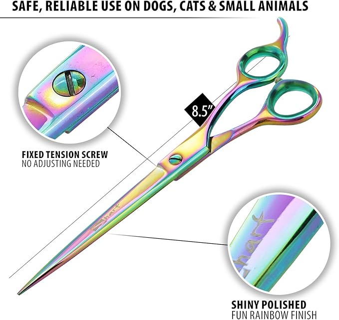 Sharf Rainbow 8.5 Inch Dog Trimming Scissors for Grooming - Effortless Grooming Performance - Durable Blades for Flawless Results - Professional and Beautiful Dog Cutting Scissors for Grooming