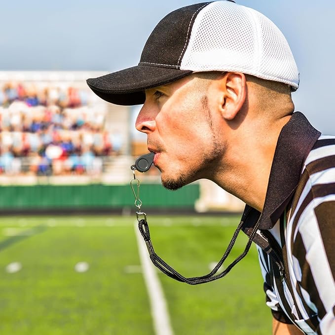 Sports Whistle with Lanyard – Loud Sports Whistles, High-Pitched Black Plastic Whistles for Coaches, Referees,Emergency,Outdoor Safety, Dog Training, Party