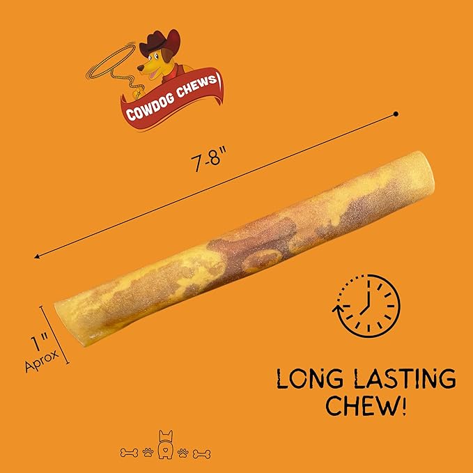 Cowdog Chews Rawhide Gourmet Meaty Rolls 7-8" (20 Count) – Premium Dog Treats with Savory Beef Filling, Long-Lasting Chew for Aggressive Chewers, High-Protein, Natural Ingredients
