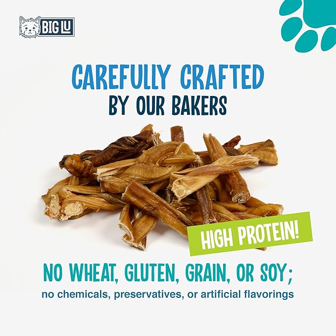 Big Lu - 2-4” Bully and Braided Sticks, 1 lb Bag, 100% Grass-Fed Beef Chews, Fully Digestible Treats for Puppies and Small to Medium Dogs, Natural Single-Ingredient Chews for Keeping Dogs Busy