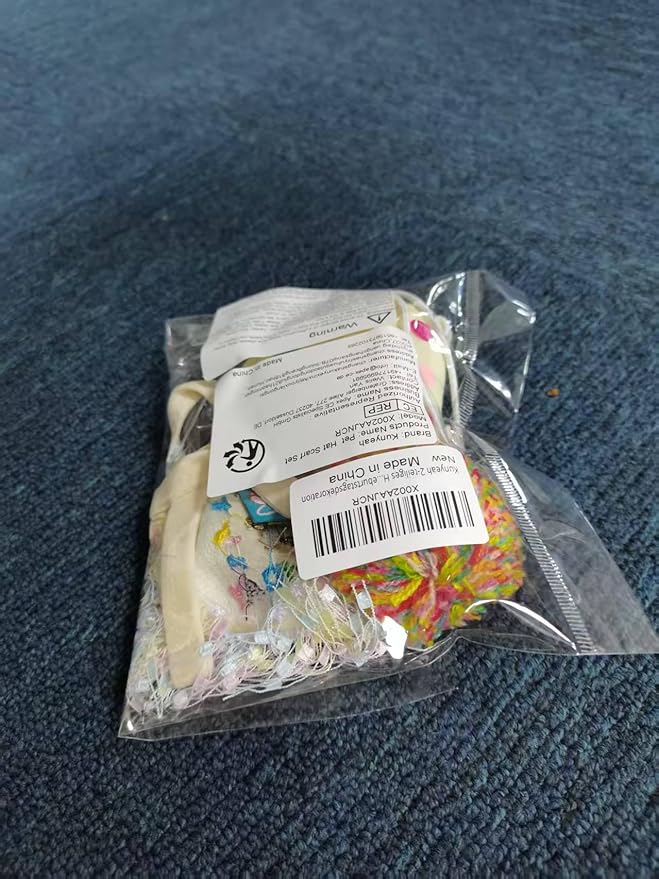 Kunyeah 2Pcs Pet Happy Birthday Hat Scarf Set Puppy Princess Costumes Cute Cat Bandana Outfit Dog Cone Hat wtih Pom-pom Colorful Lace Bib Collar Pet Birthday Decorations Party Supplies (Colorful)