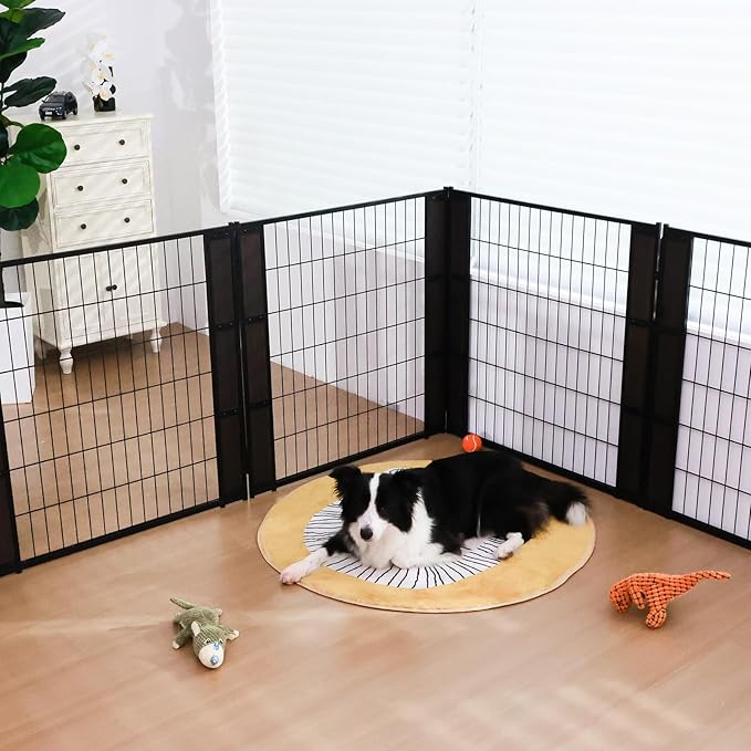 Heavy Duty Dog Playpen 35.4 Inch Height - Indoor Outdoor Pet Fence Enclosure for Medium and Small Dogs - Foldable Puppy Exercise Pen for Indoor and RV Camping or Yard (6 Panels, 35.4" H (Black))