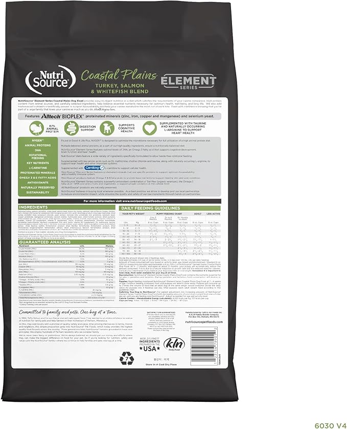 NutriSource Element Series Coastal Plains Dry Dog Food, Turkey, Salmon and Whitefish, 4LB