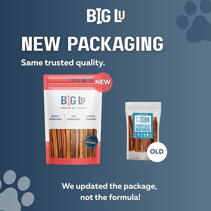 Big Lu - 6” Jumbo Bully Sticks, 10 Count, 100% Grass-Fed Beef Chews, Fully Digestible, Long-Lasting Treats for Aggressive Chewers, Natural Single-Ingredient Chews for Puppies and Small Dogs