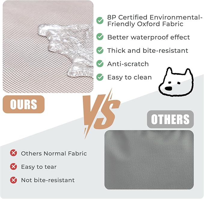 Orthopedic Outdoor Waterproof Dog Beds for Large Dogs, Washable Crate Bed with Egg Crate Foam Pet Bed Mat and Removable Oxford Fabric Cooling Cover Bed,41"x 29",Beige