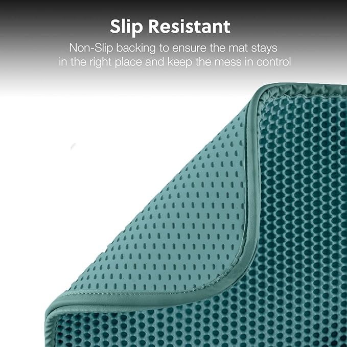 WePet Cat Litter Mat, Kitty Litter Trapping Mat, Honeycomb Double Layer Mats, No Phthalate, Urine Waterproof, Easy Clean, Scatter Control, Catcher Litter Tray Box Rug Carpet