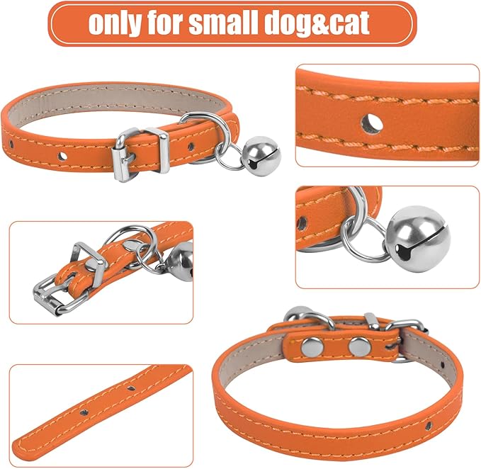 XXS Dog Collar Teacup Dog Collars, Orange Dogs Collars, Teacup Dog Collar for Small Dogs Cats, Orange, 3/8 inch Width
