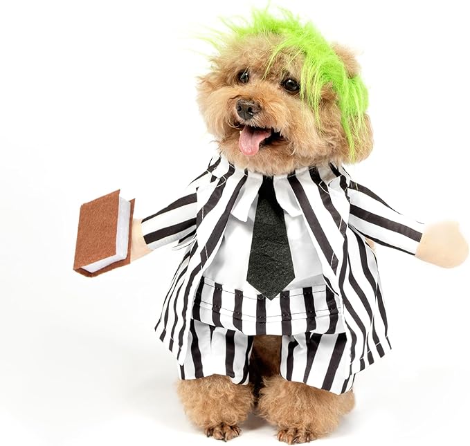 DELIFUR Dog Halloween Funny Costume - Pet Adorable Fantacy Clothes Cat Cosplay Apparel Dress Up for Small Dog Funny Outfit Adjustable (Suit, Small)