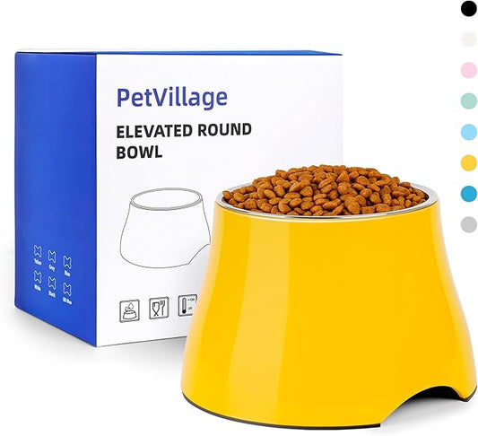 Dog Bowls,Cone Friendly Non-Slip Single Dog Bowl with Stainless Steel Inner, Raised Bowls for Small and Medium Dogs Spaniel Dogs Long Ear, High Capacity, L/3 Cups Yellow