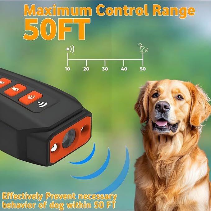 2025 Upgraded Ultrasonic Dog Bark Deterrent – Anti Barking Device for Dogs, No Shock Dog Trainer with 3 Modes & LED Light, Whistle Alternative, Behavior Correction, Portable for Indoor & Outdoor