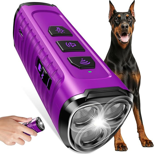 Dog Bark Deterrent Device, Anti Barking Device for Dogs 3X Ultrasonic to Stop Barking Neighbors Dog| 50ft Range, 5 Adjustable Modes, Flashlight & Beep | Safe & Effective for Small, Medium & Large Dogs
