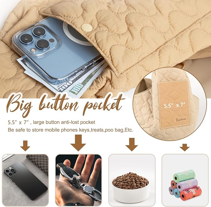 Dog Sling for Small Dogs, Front Dog Sling Carrier, Padded Adjustable Pet Soft Carrier with Adjustable Shoulder Strap, Travel Safety Harness Machine Washable for Small Cats Puppy Outdoor