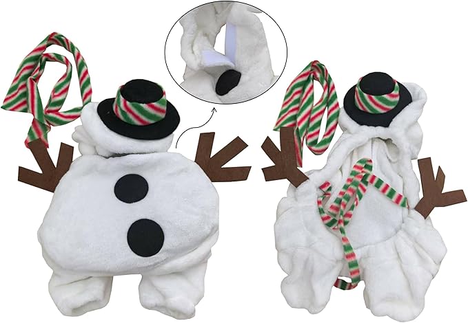 Pet Costume for Small Dogs Cats,Halloween Hoodies Winter Puppy Coat Outfits Funny Pajamas Clothes for Christmas Party,Snowman XL