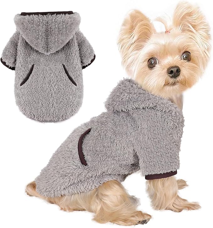 Dog Sweater Dog Winter Clothes for Small Dogs Boy Girl Pet Hoodies Puppy Cold Weather Coats Fall Doggie Sweatshirt for Chihuahua Yorkie Cat Sweater Costumes (Grey, XX-Small)