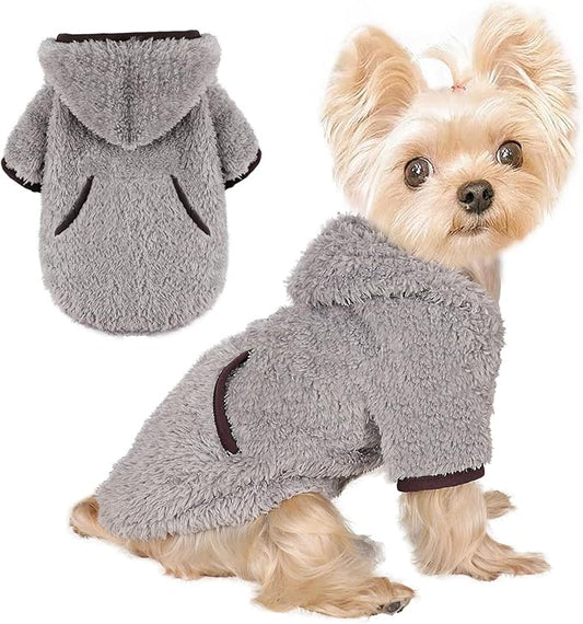 Dog Sweater Dog Winter Clothes for Small Dogs Boy Girl Pet Hoodies Puppy Cold Weather Coats Fall Doggie Sweatshirt for Chihuahua Yorkie Cat Sweater Costumes (Grey, XX-Small)