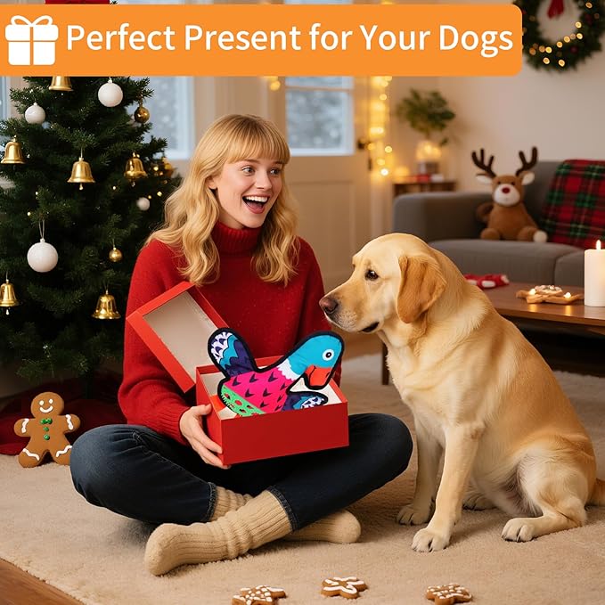 Squeaky Dog Toys, Crinkle Dog Toy,Colorful Absurd Duck Dog Toys,Interactive Dog Toy,Fun for Indoor Puppies,Chewing and Play(Pink)