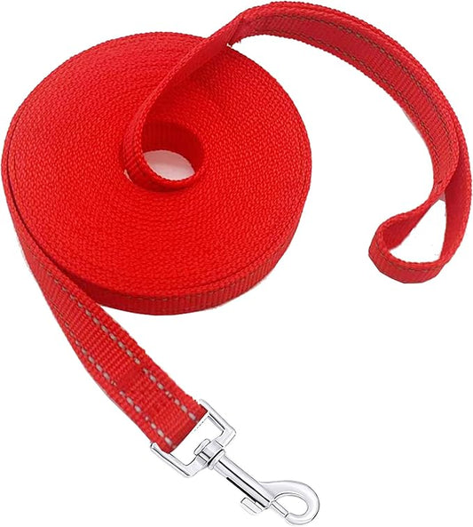 Nylon Training Dog Leash for Small Medium Dogs, 15ft 20ft 30ft 50ft 100ft Reflective Long Leash Dog/Puppy Lead for Obedience Recall Training, Camping