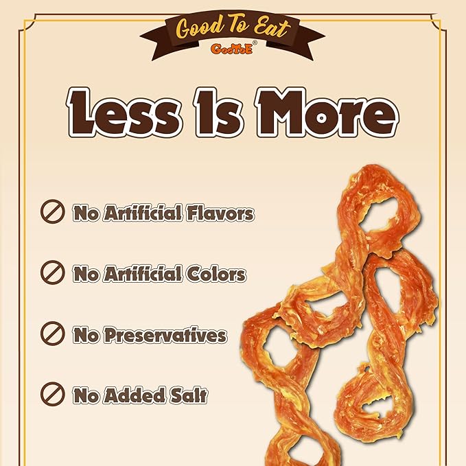 Gootoe Turkey Tendon Dog Treats, Rope (M) 1 lb, USA-Sourced Turkey Tendon, Natural Snack, Premium Puppy Chews, Hypoallergenic, Rawhide Free, Reseal Value Bag, Sizes for Medium Dogs