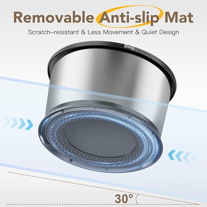 4.5L/1.2Gal Dog Water Bowl, No Spill Stainless Steel Slow Water Bowl for Medium Large Dogs, Large Capacity Splash Proof Slow Drinking Water Bowls with Anti-Slip Mat for Mess Drinkers