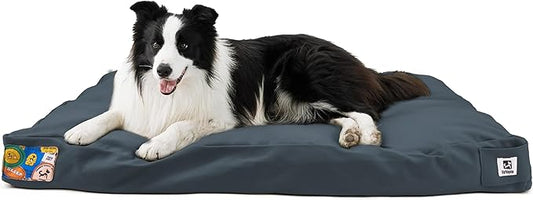 Sytopia 36 Inch Canvas Dog Bed for Large and Medium Dogs, Outdoor and Indoor Pet Bed, Waterproof Washable Removable Cover, Patio Pet Pad, Blue Gray