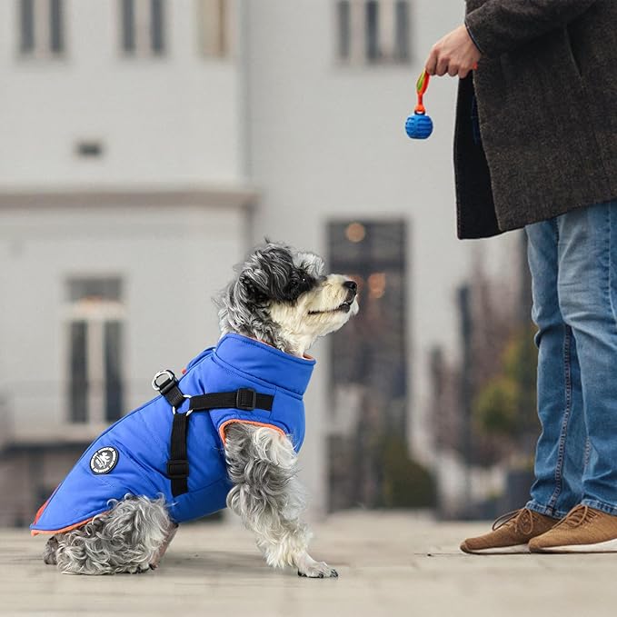 Norbi Dog Winter Coat With Built-in Harness - Adjustable Warm Jacket for Small, Medium, Large Dogs in Cold Weather