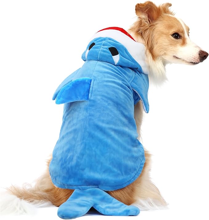 NACOCO Pet Shark Costume Clothes, Cute Christmas Dog Apparel Outfit for Large Dogs, Fall and Winter (Blue, 2XL)