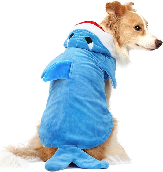 NACOCO Pet Shark Costume Clothes, Cute Christmas Dog Apparel Outfit for Large Dogs, Fall and Winter (Blue, 2XL)