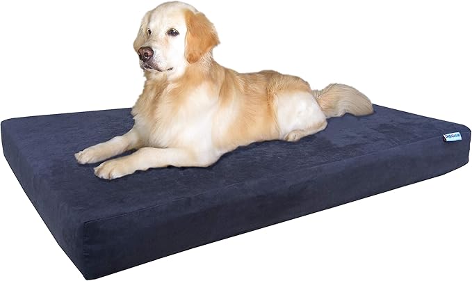 Dogbed4less Orthopedic Gel Infused Cooling Memory Foam Dog Bed for Large Dog, Waterproof Liner and Durable Pet Bed Cover, XXL 55X37X4 Inch, Micro-Suede in Espresso