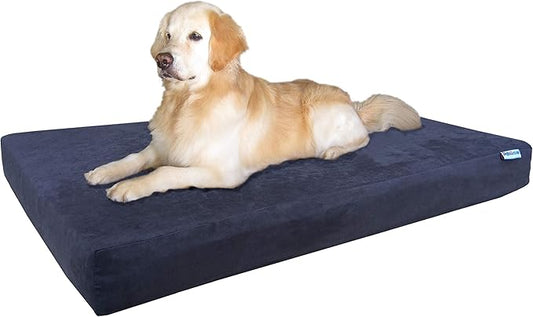 Dogbed4less Orthopedic Gel Infused Cooling Memory Foam Dog Bed for Large Dog, Waterproof Liner and Durable Pet Bed Cover, XXL 55X37X4 Inch, Micro-Suede in Espresso