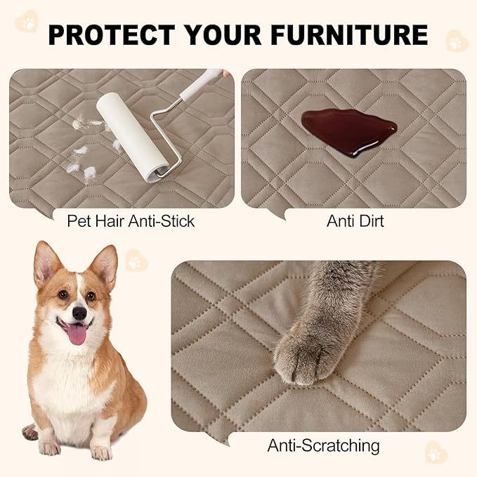 Smiry Waterproof Dog Blanket, 40x50 Inch Soft Pet Bed Cover Reversible, Washable Sofa Couch Furniture Protector for Small Medium Large Dog Puppy Cat, Taupe/Beige